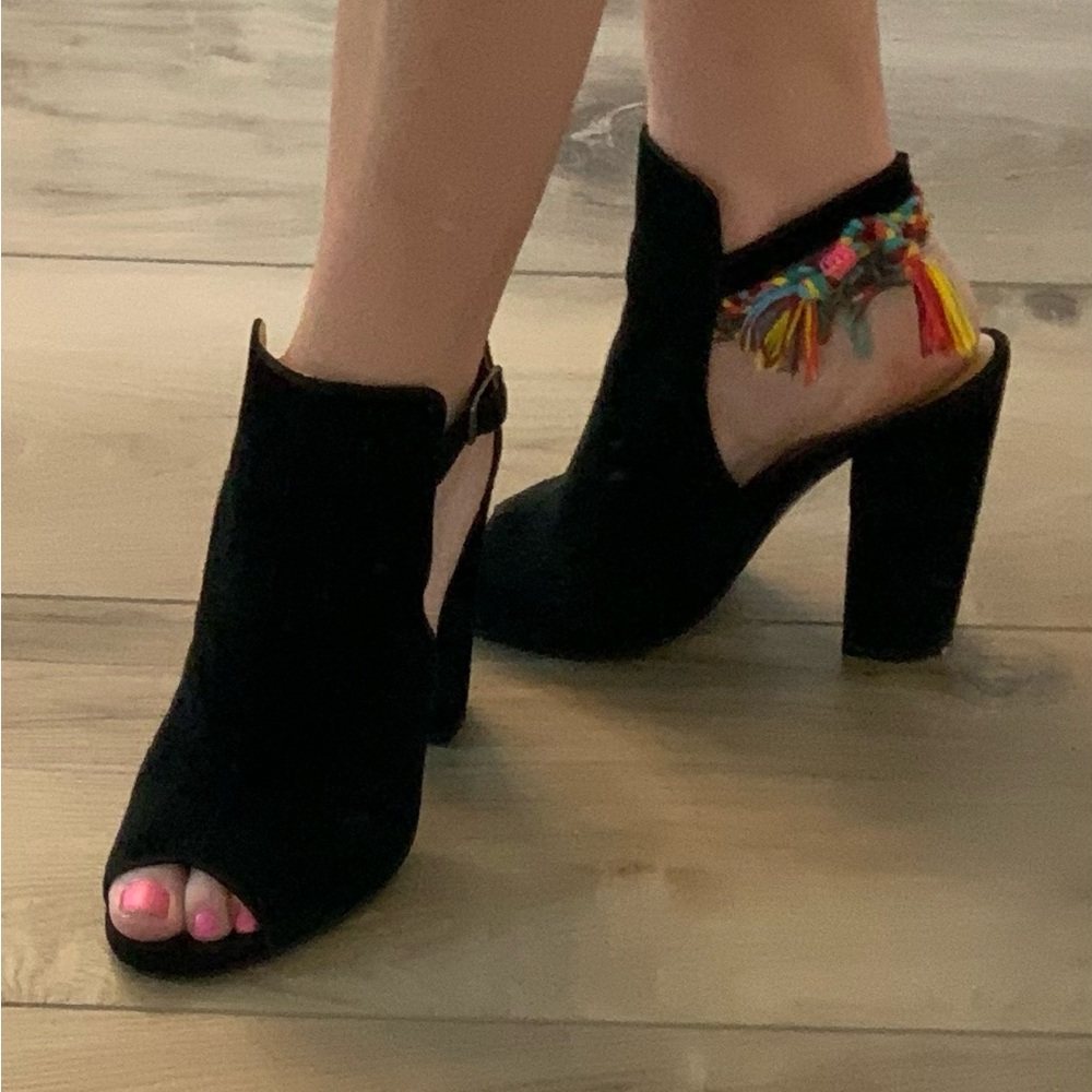 Black suede heels